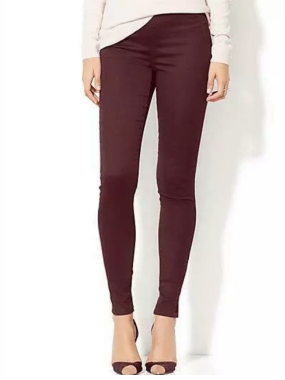 NY & C NEW YORK & COMPANY BROWN PULL ON LEGGINGS HIGH WAISTED
